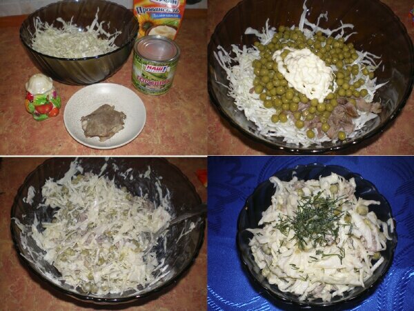 Вкусный салат из белокочанной капусты с мясом и майонезом рецепт